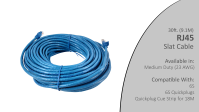 30ft.(9.1M) Medium Duty 23AWG RJ45 Slat Cable